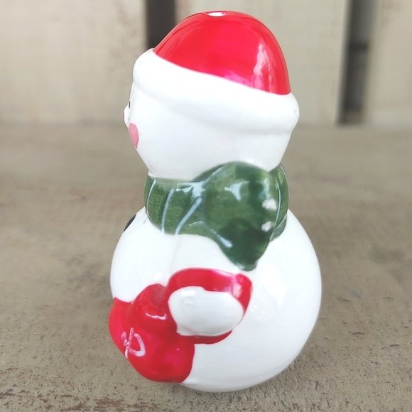 Vintage 90s Earthenware Mr Snowman Pepper Shaker Hand Painted Replacement Shaker - Picture 2 of 10